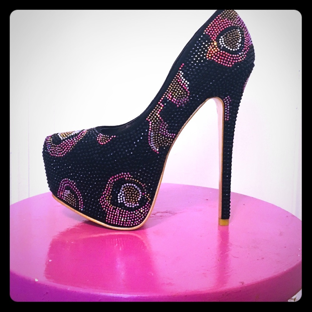 Sheikh Shoes Rhinestone Stilettos Size 7.5